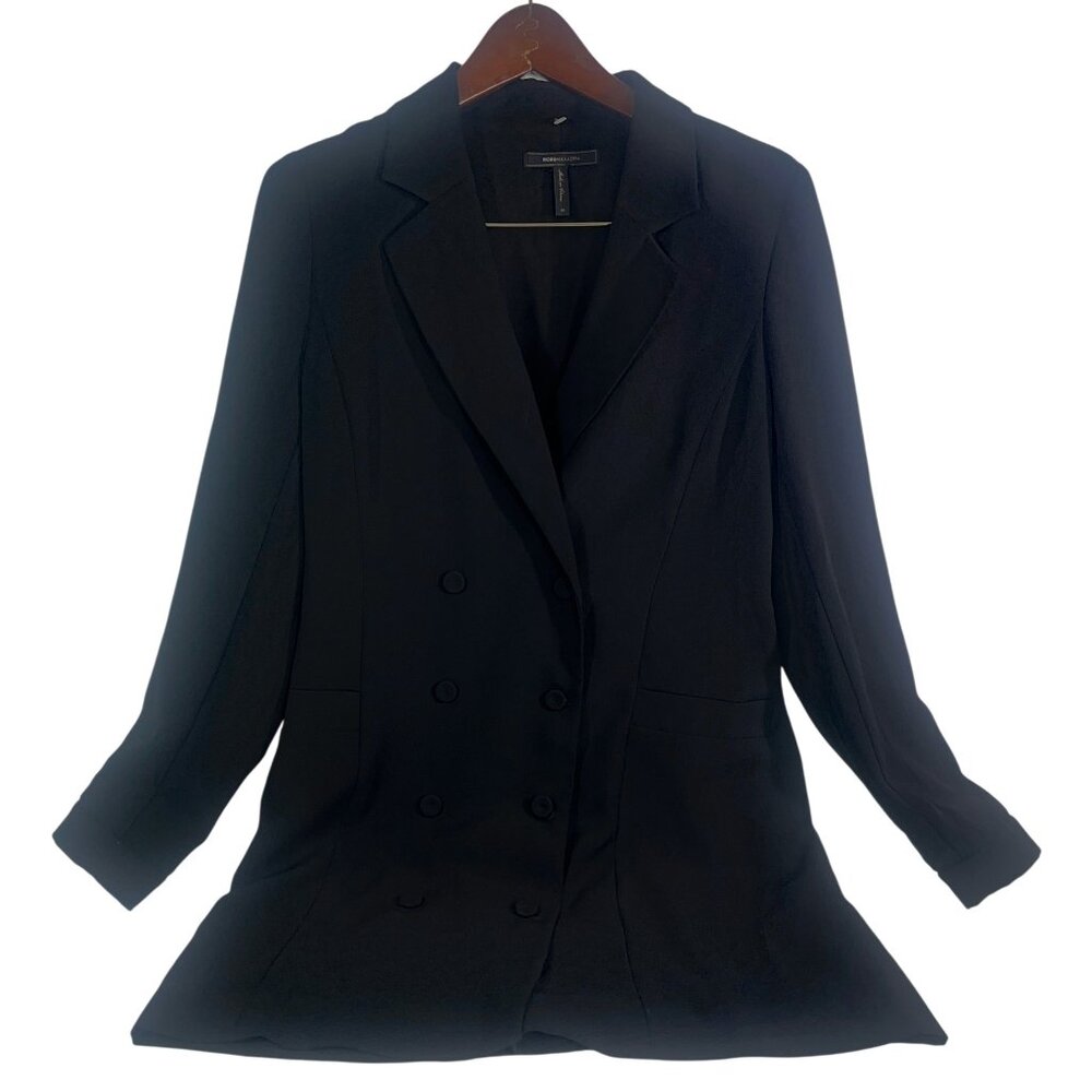 BCBG MAXAZRIA Long Doublebreasted Blazer Jacket Black Sz. M Womens